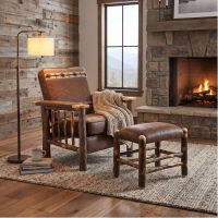 Rustic Living Room Chair: Some lifestyle images are created with AI for visualization purposes. Crafted from natural solid wood, each piece is unique and will vary.