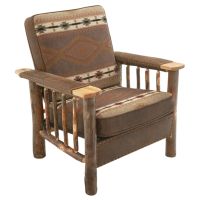 Saranac Hickory Deluxe Log Chair - Apache Stone Dark Fabric