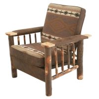 Saranac Hickory Deluxe Log Chair - Apache Stone Dark Fabric