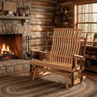 Double Log Glider: Some lifestyle images are created with AI for visualization purposes. Crafted from natural solid wood, each piece is unique and will vary.