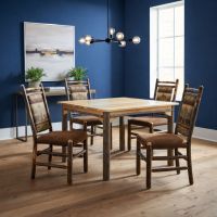 Rustic Dining Chair: Some lifestyle images are created with AI for visualization purposes. Crafted from natural solid wood, each piece is unique and will vary.