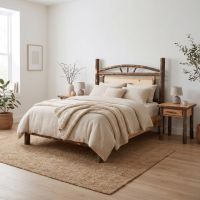 Hickory End Table: Some lifestyle images are created with AI for visualization purposes. Crafted from natural solid wood, each piece is unique and will vary.