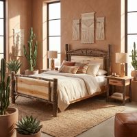 Hickory Bed: Some lifestyle images are created with AI for visualization purposes. Crafted from natural solid wood, each piece is unique and will vary.