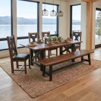 Farmhouse Bench: Some lifestyle images are created with AI for visualization purposes. Crafted from natural solid wood, each piece is unique and will vary.