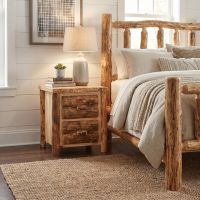 Rustic Nightstand: Some lifestyle images are created with AI for visualization purposes. Crafted from natural solid wood, each piece is unique and will vary.