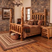 Log Bed: Some lifestyle images are created with AI for visualization purposes. Crafted from natural solid wood, each piece is unique and will vary.