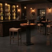 Pub Table: Some lifestyle images are created with AI for visualization purposes. Crafted from natural solid wood, each piece is unique and will vary.