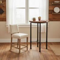 Copper Bar Table: Some lifestyle images are created with AI for visualization purposes. Crafted from natural solid wood, each piece is unique and will vary.