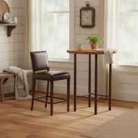 Copper Bar Table: Some lifestyle images are created with AI for visualization purposes. Crafted from natural solid wood, each piece is unique and will vary.