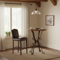 Bar Table: Some lifestyle images are created with AI for visualization purposes. Crafted from natural solid wood, each piece is unique and will vary.