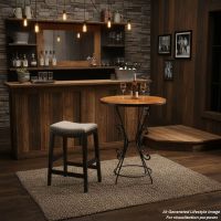 Rustic Pub Table: This image was generated or modified using AI for visualization purposes.