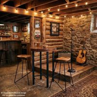 Rustic Pub Table: This image was generated or modified using AI for visualization purposes.