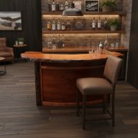 Rustic Bar: Some lifestyle images are created with AI for visualization purposes. Crafted from natural solid wood, each piece is unique and will vary.