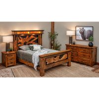 Rustic Barnwood Teak Slab Panel Bedroom Set