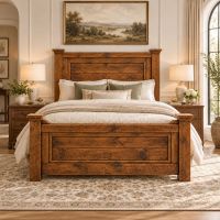 Farmhouse Bed: Some lifestyle images are created with AI for visualization purposes. Crafted from natural solid wood, each piece is unique and will vary.