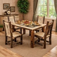 Aspen Log Table: Some lifestyle images are created with AI for visualization purposes. Crafted from natural solid wood, each piece is unique and will vary.