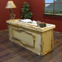 Light Aspen Log Executive Desk