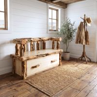 Bench Chest: Some lifestyle images are created with AI for visualization purposes. Crafted from natural solid wood, each piece is unique and will vary.
