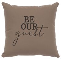 Be Our Guest Image Decor Pillow - Taupe Cotton