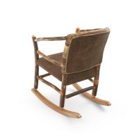 Saranac Hickory Log Hoop Rocker, Shown in Bear Mountain Fabric with Stained Finish