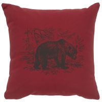 Bear Scene Decor Pillow - Brick Cotton