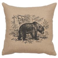 Bear Scene Decor Pillow - Natural Linen