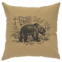 Bear Scene Decor Pillow - Straw Linen