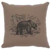 Bear Scene Decor Pillow - Taupe Cotton