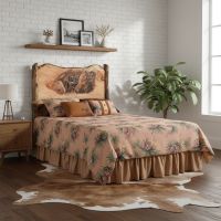 Modern Rustic Bedroom: Some lifestyle images are created with AI for visualization purposes. Crafted from natural solid wood, each piece is unique and will vary.