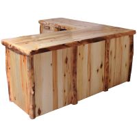 Beartooth Aspen Log Executive "L" Desk - Flat Fronts - Wild Panel & Natural Log - Return on Left
