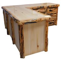 Beartooth Aspen Log Executive "L" Desk - Log Fronts - Natural Panel & Gnarly Log - Return on Right