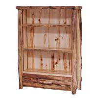 Beartooth Aspen 1 Drawer Large Bookcase - 45" - Half Log Drawer - Wild Panel & Natural Log