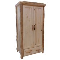 Beartooth Aspen 1 Drawer Log Wardrobe - Flat Front - 39"W - Natural Panel & Natural Logs