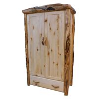 Beartooth Aspen 1 Drawer Log Wardrobe - Flat Front - 45"W - Natural Panel & Gnarly Logs