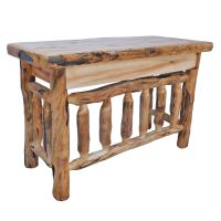 Beartooth Aspen 2 Drawer Log Spindle Desk - Flat Drawer Fronts - 48" - Wild Panel & Gnarly Logs - Standard Top Finish - Back View