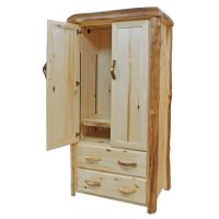 Beartooth Aspen 2 Drawer Log Wardrobe - Flat Front - 39" - Natural Panel & Natural Log