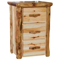 Beartooth Aspen 3 Drawer Log Chest - 27" - Flat Fronts - Natural Panel & Natural Log