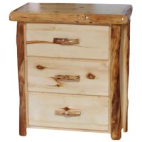 Beartooth Aspen 3 Drawer Log Chest - 33" - Flat Fronts - Natural Panel & Natural Log