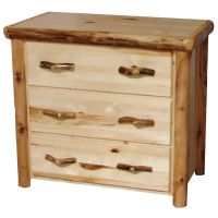 Beartooth Aspen 3 Drawer Log Chest - 39" - Flat Fronts - Natural Panel & Natural Log