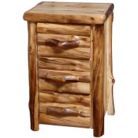 Beartooth Aspen 3 Drawer Log Chest - 27" - Half Log Fronts - Natural Panel & Natural Log