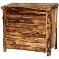 Beartooth Aspen 3 Drawer Log Chest - 39" - Half Log Fronts - Wild Panel & Gnarly Log