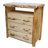 Beartooth Aspen 3 Drawer Log Media Chest - Flat Front - 45" - Wild Panel & Natural Log