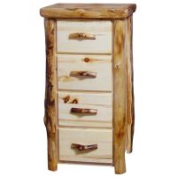 Beartooth Aspen 4 Drawer Log Chest - 27" - Flat Fronts - Natural Panel & Natural Log