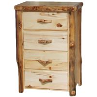 Beartooth Aspen 4 Drawer Log Chest - 33" - Flat Fronts - Natural Panel & Natural Log