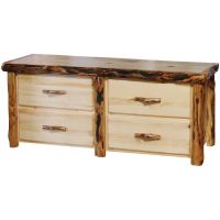 Beartooth Aspen 4 Drawer Log Dresser - 48" - Flat Fronts - Natural Panel & Gnarly Log