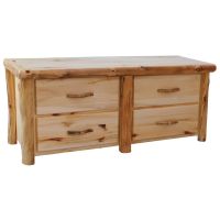 Beartooth Aspen 4 Drawer Log Dresser - 60" - Flat Fronts - Natural Panel & Natural Log