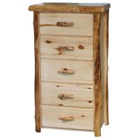 Beartooth Aspen 5 Drawer Log Chest - 33" - Flat Fronts - Natural Panel & Natural Log