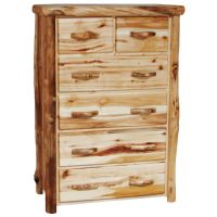 Beartooth Aspen 5 Drawer Log Chest - 39" - Flat Fronts - Wild Panel & Natural Log - Split Drawer