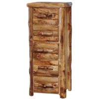 Beartooth Aspen 5 Drawer Log Chest - 27" - Half Log Fronts - Natural Panel & Natural Log