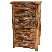 Beartooth Aspen 5 Drawer Log Chest - 33" - Half Log Fronts - Natural Panel & Gnarly Log